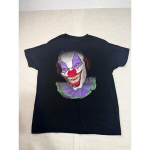Way to Celebrate Halloween Evil Clown Graphic T-Shirt Mens XL Black Horror Tee